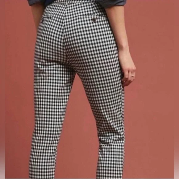 Anthropologie Black and White Checkered Cropped Pants - Picture 2 of 11